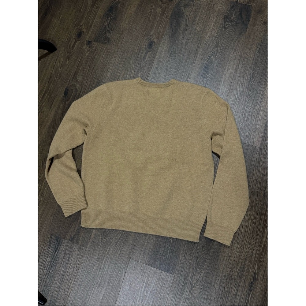 Vintage Polo Ralph Lauren Mens Lambswool V Neck Sweater Camel Sz L Heritage Prep - Picture 6 of 6